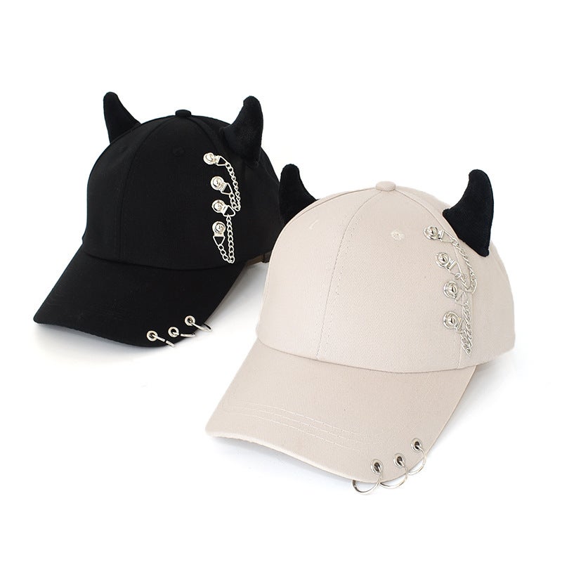 New Metal Decoration Baseball Cap Personalized Ears Iron Ring Cap Female Street Couple Casual Hip-Hop Cap - Image 3