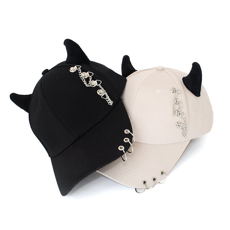 New Metal Decoration Baseball Cap Personalized Ears Iron Ring Cap Female Street Couple Casual Hip-Hop Cap - Image 2