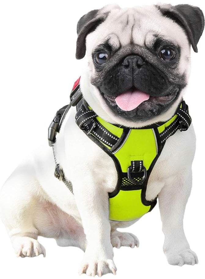PHOEPET No Pull Dog Harness Medium Reflective Front Clip Vest with Handle, Adjustable 2 Metal Rings 3 Buckles, Easy to Put on & Take Off (M, Green) - Image 3