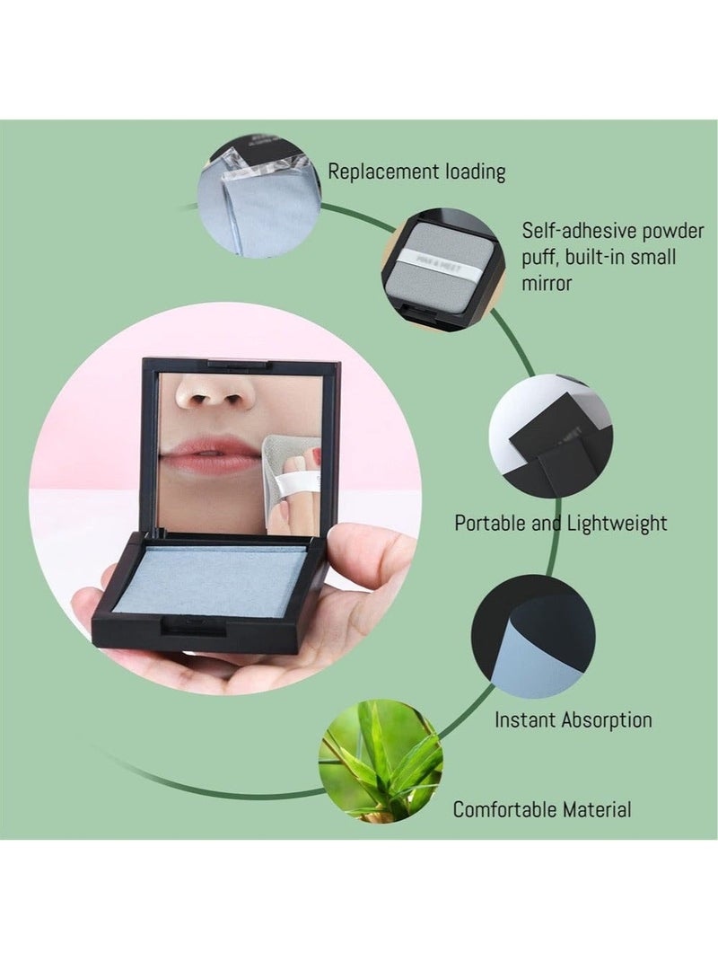 SYOSI 400 PCS Blotting Paper For Oily Skin With Mirror Case And Self-Adhesive Powder Puff For Men And Women，Oil Control Refreshing Not Stuffy Acne  - Image 3