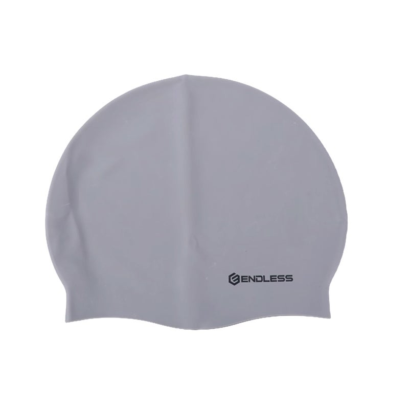 Endless EL1019 Classic Comfortable Plain Silicon Swimming Cap | Silver | Material : Silicon | Elastic Waterproof Swimming Cap for Long and Short Hair with Thicker Edge | For Adults, Women and Men - Image 1