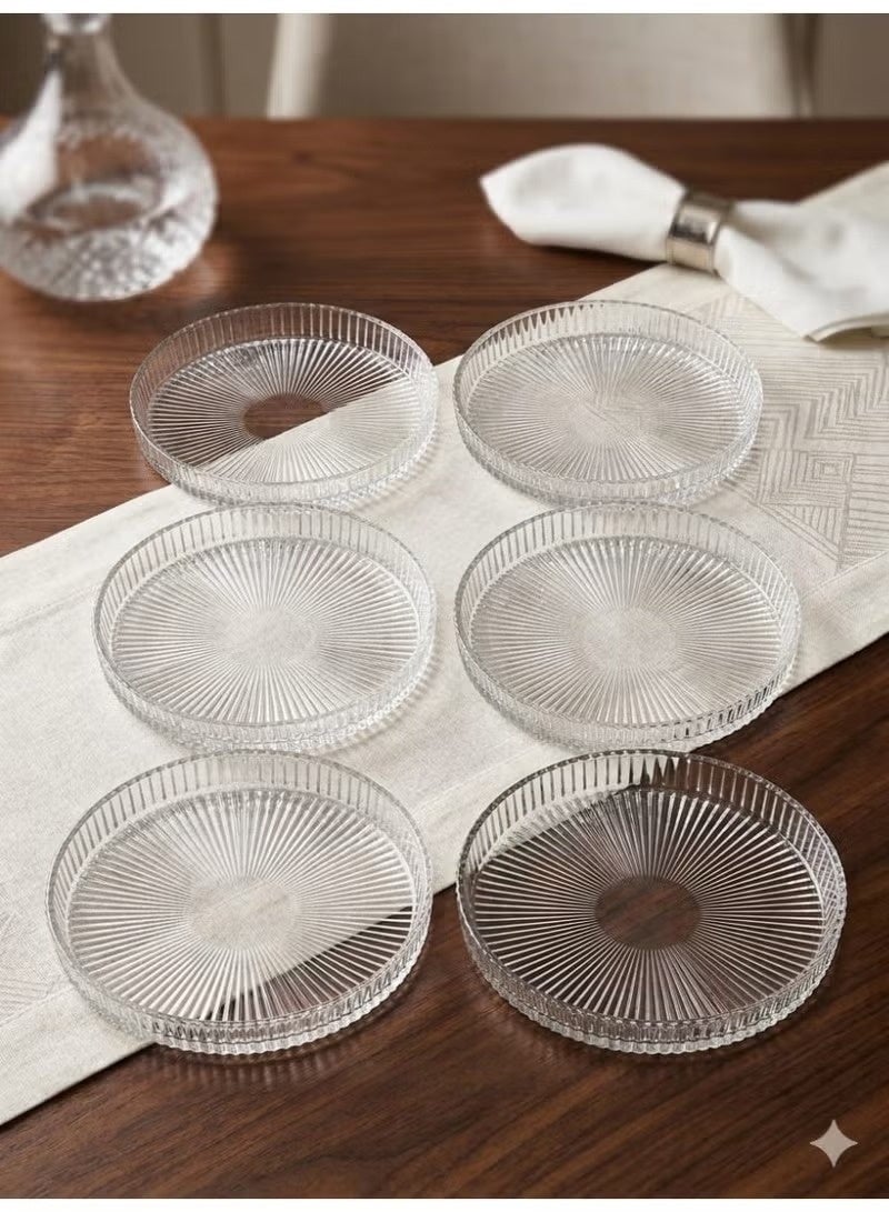 Ryana 6-piece glass serving plate set with a luxurious pattern – elegant circular design - Image 2
