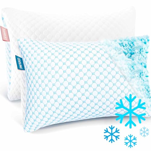 Nestl Cooling Pillow for Sleeping 2 Pack Luxury Shredded Memory Foam Pillows Queen Size Set of 2 Adjustable Cold Gel Pillows for Hot Sleepers Supportive Cool Pillow for Side Back Stomach Sleepers - Image 1