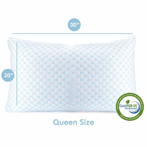 Nestl Cooling Pillow for Sleeping 2 Pack Luxury Shredded Memory Foam Pillows Queen Size Set of 2 Adjustable Cold Gel Pillows for Hot Sleepers Supportive Cool Pillow for Side Back Stomach Sleepers - Image 3