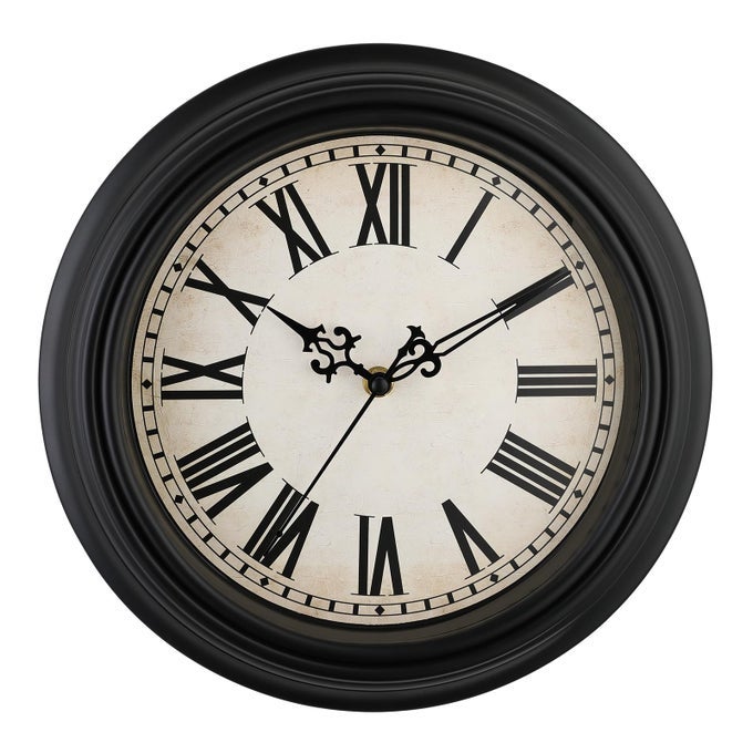 SMALL RETRO WALL CLOCK 10 NON TICKING CLASSIC SILENT VINTAGE WALL CLOCKS DECORATIVE KITCHEN LIVING ROOM BEDROOM ROMAN NUMERALS BATTERY OPERATED BLACK