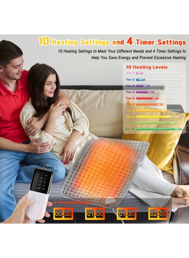 ياكيتر وسادة تدفئة كهربائية لتخفيف آلام الظهر، 10 خيارات درجة حرارة كهربائية، 4 إعدادات مؤقت، إيقاف تشغيل تلقائي، وسادة تدفئة سريعة مع جيب لليد، لتخفيف التشنجات وتصلب العضلات - Image 3
