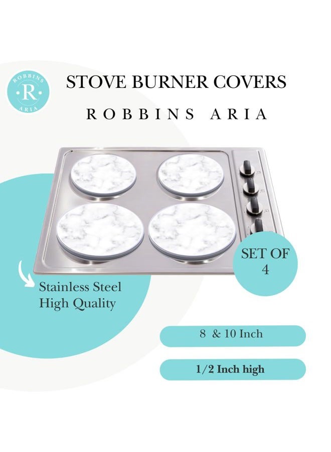 Robbins Aria Electric Stove Burner Covers - Protect Stovetop - Set of 4, 10 and 8 inches - White Marble Electric Stove Covers - Image 3