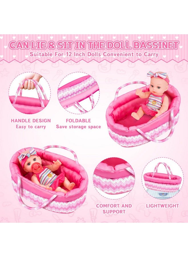 deAO Baby Doll Set 12” Baby Doll Playset With Portable Bassinet Bed,Backpack,Feeding Baby Doll Accessories For 3 4 5 6+ Year Old Girls  - Image 3