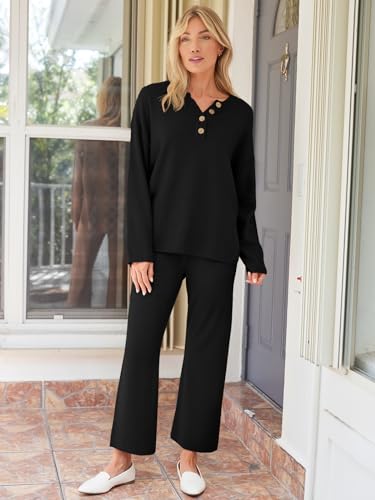 LILLUSORY Lounge Sets Womens Two 2 Piece Matching 2025 Fall Fashion Must Have Comfy Airport Outfits Clothes Clothing Trendy Knit Sweater Loungewear Travel Sweatsuit Sweat Suit Sets - Image 4