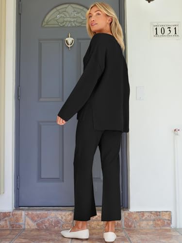 LILLUSORY Lounge Sets Womens Two 2 Piece Matching 2025 Fall Fashion Must Have Comfy Airport Outfits Clothes Clothing Trendy Knit Sweater Loungewear Travel Sweatsuit Sweat Suit Sets - Image 5