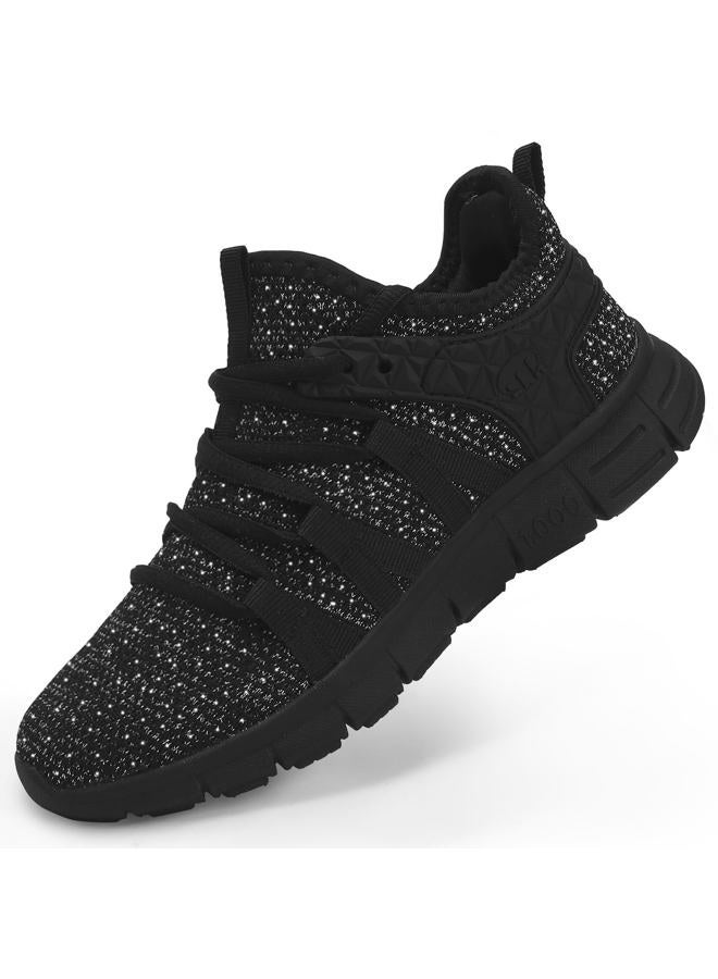 AOE Womens Walking Running Shoes Breathable Ultra Lightweight Mesh Tennis Athletic Shoes Non Slip Workout Gym Sneakers Silver Black 8women / 7men - Image 1