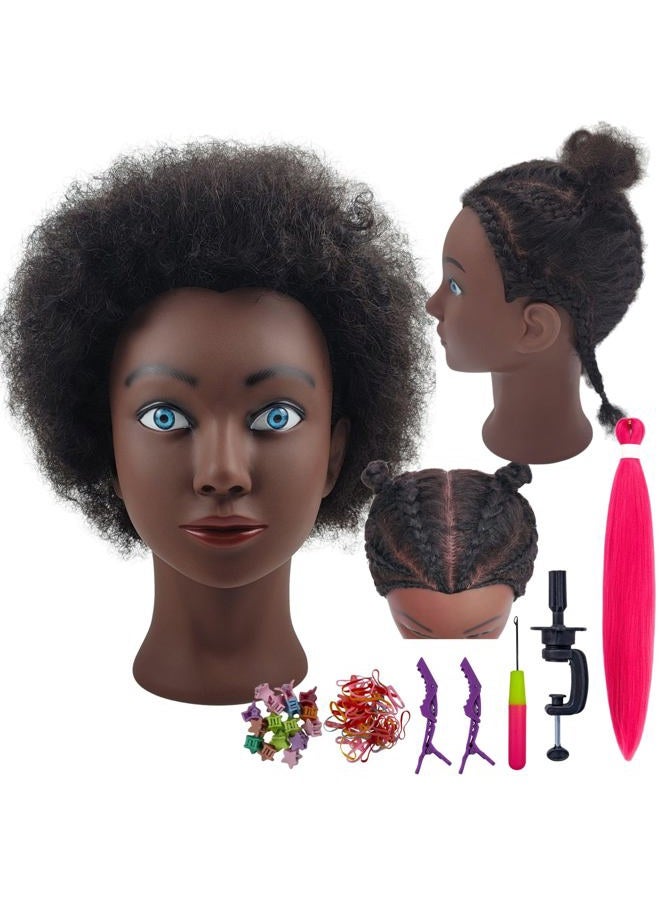 Leticia Afro Human Hair Black Mannequin Head for Braiding Textured Hair Head Mannequin for Practice - Image 1