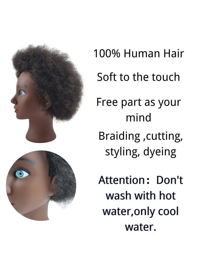 Leticia Afro Human Hair Black Mannequin Head for Braiding Textured Hair Head Mannequin for Practice - Image 3