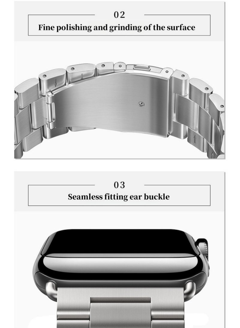 Compatible Apple Watch Straps 42mm 44mm 45mm 49mm, Stainless Steel iWatch Band with Case for Apple Watch Series 8/7/6/5/4/3/2/1/SE/SE2/Ultra (Comes with strap adjuster)  - Image 4