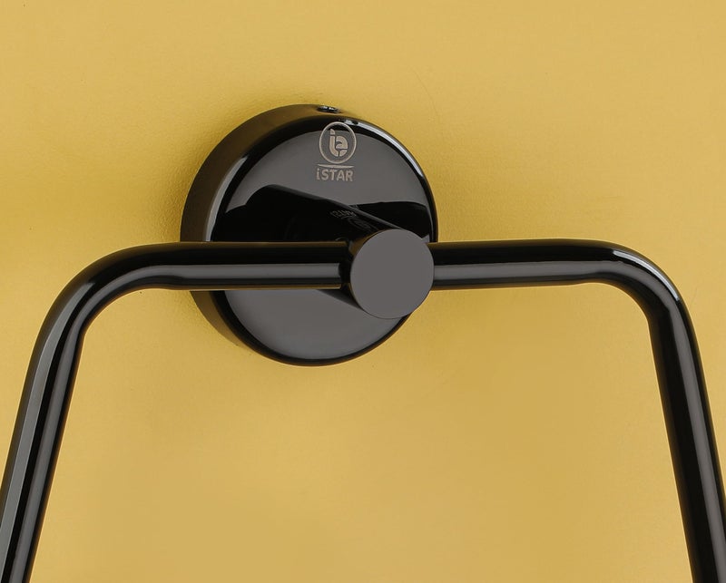 iSTAR Stainless Steel Towel Ring/Napkin Ring/Towel Holder/Towel Hanger/Towel Holder for Washbasin and Napkin Holder Stand for Kitchen, Bathroom Square (Black Finish, Pack of 1) - Image 3