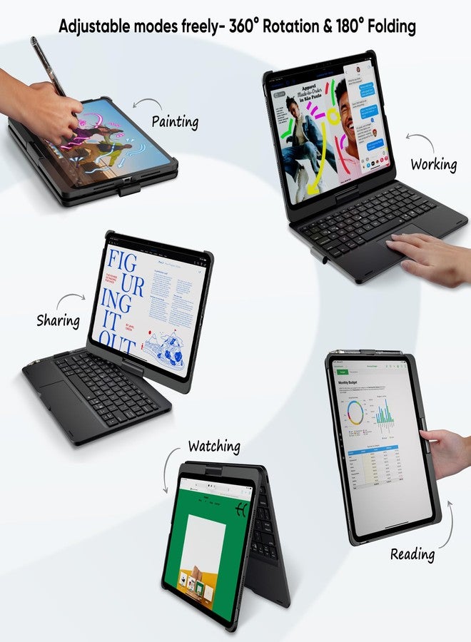 doqo iPad Pro 11 inch (M5 2025 / M4 2024) Case with Keyboard,Keyboard case for iPad Pro 11 M4 M5 with Multi-Touch Trackpad, 7 Colors Backlight & 360°Rotatable,Thin&Light Black - Image 3