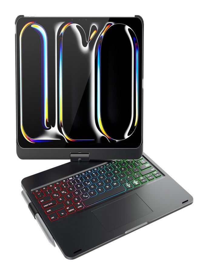 doqo iPad Pro 11 inch (M5 2025 / M4 2024) Case with Keyboard,Keyboard case for iPad Pro 11 M4 M5 with Multi-Touch Trackpad, 7 Colors Backlight & 360°Rotatable,Thin&Light Black - Image 1