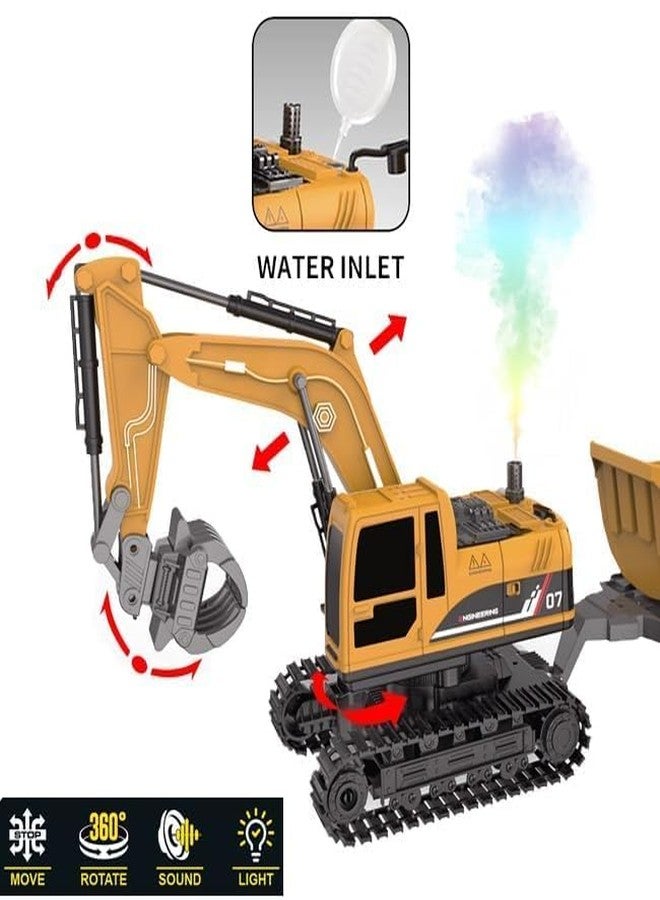 EXOMOON RC JCB Toy Excavator for Kids - 1:22 11-Channel Metal Remote Control Construction Vehicle with Lights, Sounds & 360° Rotation Yellow Digger Truck(RC Truck Toy) - Image 5