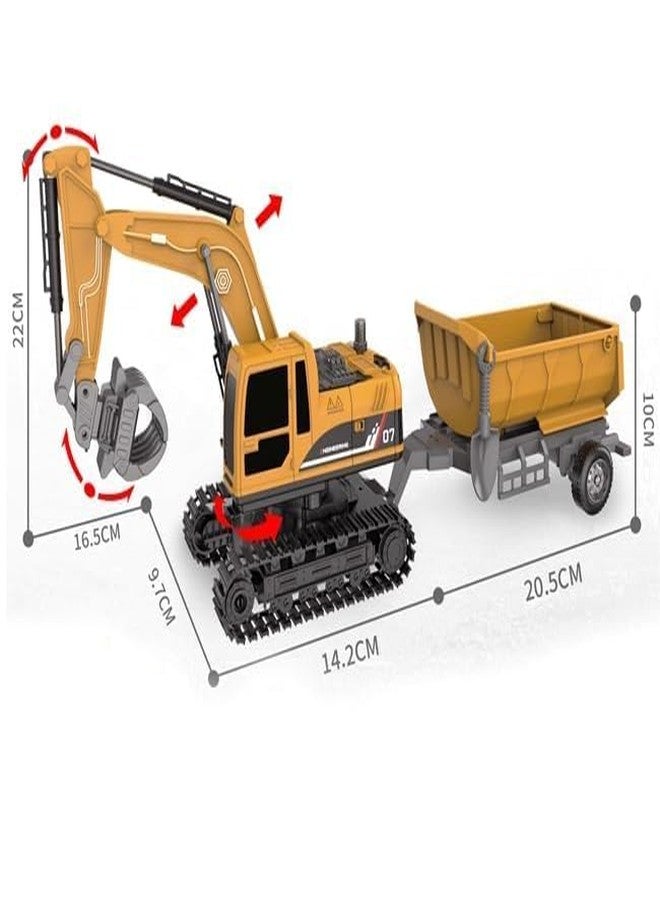 EXOMOON RC JCB Toy Excavator for Kids - 1:22 11-Channel Metal Remote Control Construction Vehicle with Lights, Sounds & 360° Rotation Yellow Digger Truck(RC Truck Toy) - Image 2