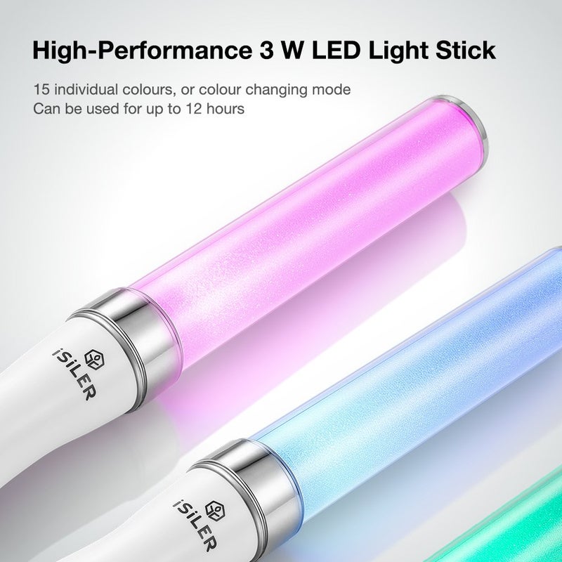 ISILER Multicolor LED Glow Sticks, iSiLER Party Flashing Light, 15 Color Changing 2 Lighting Modes Flashing Light Stick for Party Supplies, Festivals, Raves, Birthdays, Parking Guides, Dog Walkers Safety - Image 4