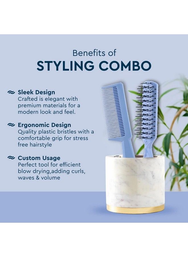 GUBB Styling Combo Of Vent Hair Brush (Santorini Hues) And Hair Comb ;Best Hair Combo For Styling Detangling And Grooming For Women And Men ; Best Hair Brush And Hair Comb For All Hair Types - Image 4
