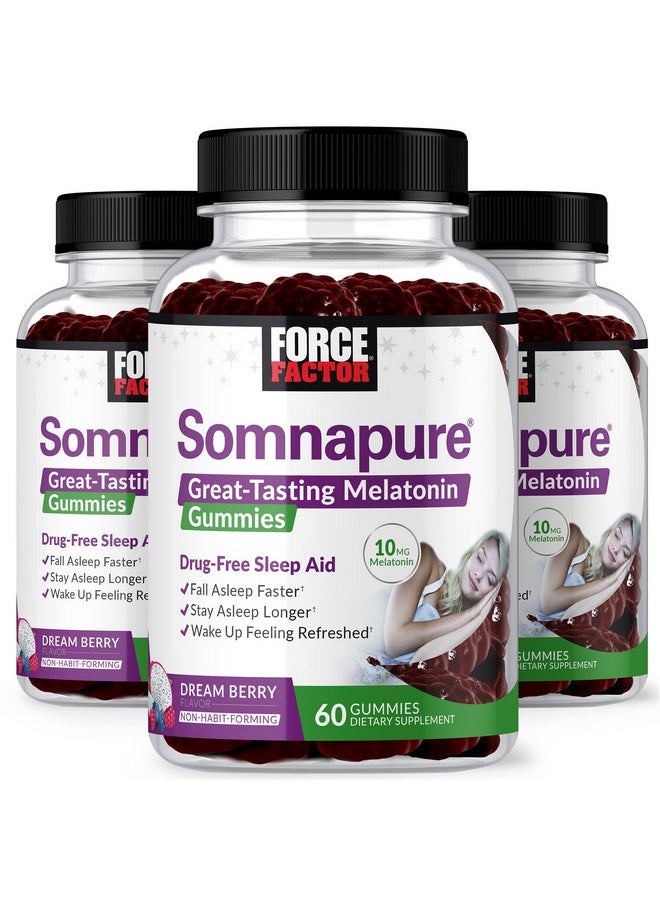 Force Factor FORCE FACTOR Somnapure Gummies 3-Pack with Melatonin 10mg, Melatonin Gummies, Dream Berry Flavor, 180 Gummies, Purple  - Image 1