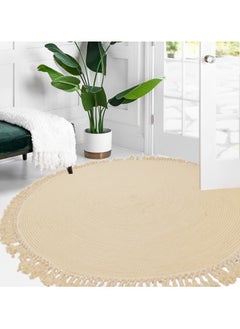 Round Woven Cotton Rope Rug with Fringe – Boho Chic Handcrafted Floor Mat for Living Room, Bedroom, Nursery & Entryway – Soft & Durable Neutral Décor Accent - pzsku/ZC21B1CF1F3A7B993B1FEZ/45/_/1737200660/0981c81c-d3f7-4859-80d2-5278b35bd68e