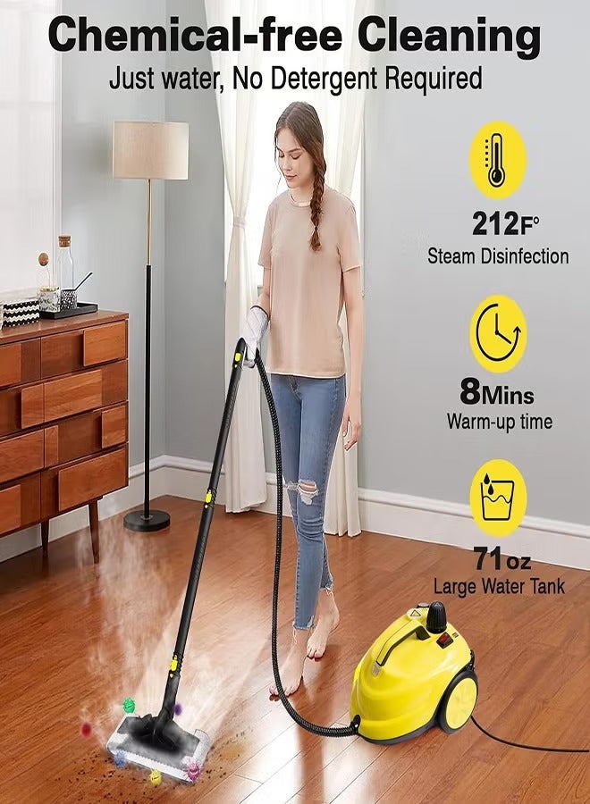 ET-LIFE Multifunction Steam Cleaner, for Floor Cleaning/Car Cleaning/Sofa Cleaning/Kitchen Cleaning/Toilet Cleaning/Washer Cleaning/Housekeeping, 2L, 2000W, 3m Wired, SE8620, Yellow - Image 2