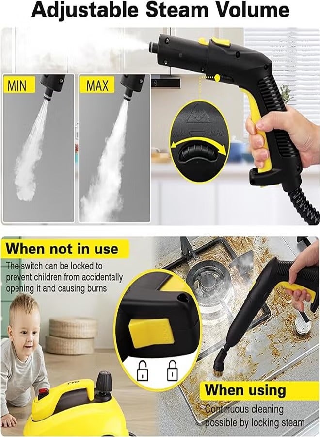 ET-LIFE Multifunction Steam Cleaner, for Floor Cleaning/Car Cleaning/Sofa Cleaning/Kitchen Cleaning/Toilet Cleaning/Washer Cleaning/Housekeeping, 2L, 2000W, 3m Wired, SE8620, Yellow - Image 5