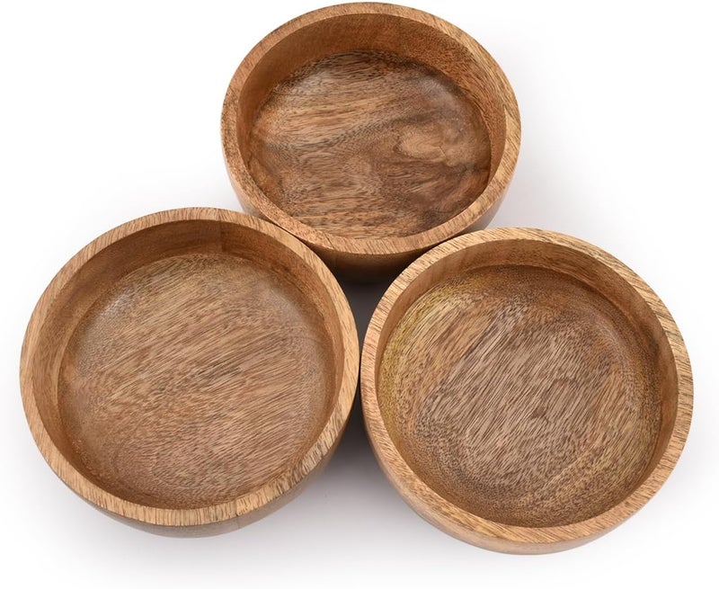 MAHASU Soup Bowl Wood Sauce Bowl Wooden Mini Round Bowl Serving Craft Bowls Kitchen Condiment Bowls 5 X 5 X 2 Set of 3 - Image 3