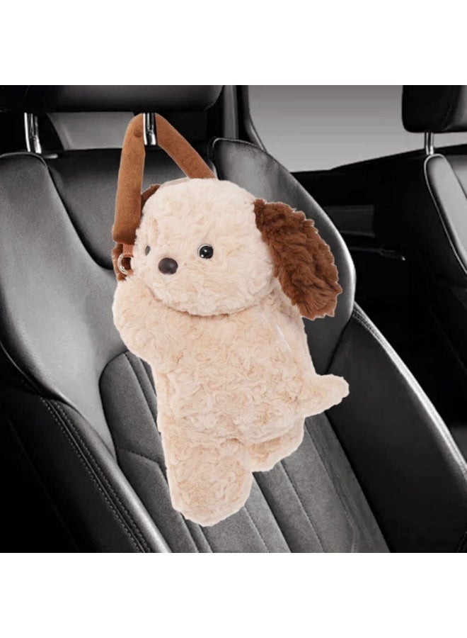 Generic 【Cute Plush Dog Car Tissue Box】Cartoon Lying Dog Tissue Holder, Hanging Car Accessory for Multifunctional Interior Use  - Image 2