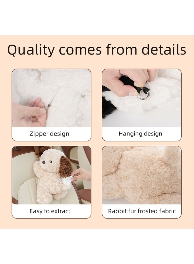 Generic 【Cute Plush Dog Car Tissue Box】Cartoon Lying Dog Tissue Holder, Hanging Car Accessory for Multifunctional Interior Use  - Image 5