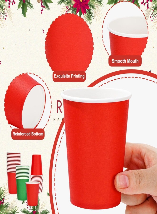 Whaline أكواب ورقية قابلة للتصرف من واهلين 50 قطعة 9 أونصات حمراء وخضراء لأكواب القهوة والشاي لأعياد الميلاد، أكواب مشروبات للأعياد، أكواب صغيرة للوجبات الخفيفة لتزيين حفلات عيد الميلاد - Image 3