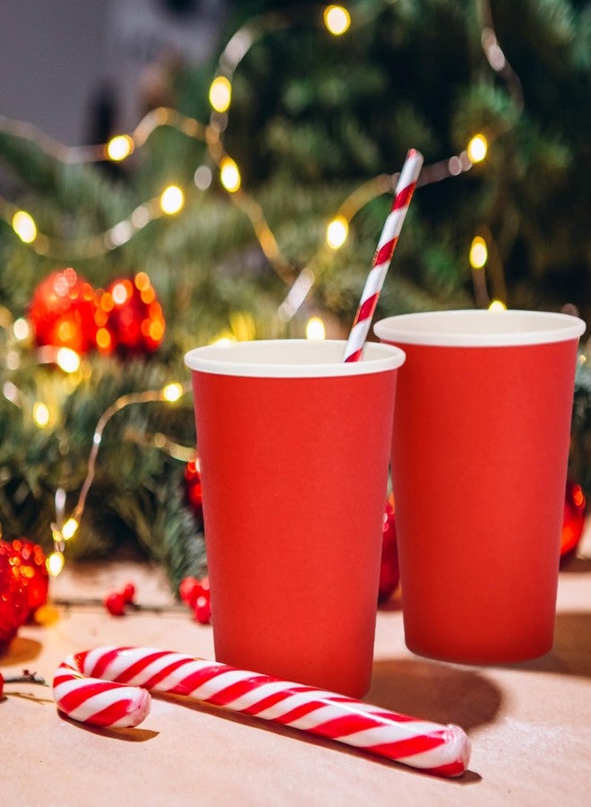 Whaline أكواب ورقية قابلة للتصرف من واهلين 50 قطعة 9 أونصات حمراء وخضراء لأكواب القهوة والشاي لأعياد الميلاد، أكواب مشروبات للأعياد، أكواب صغيرة للوجبات الخفيفة لتزيين حفلات عيد الميلاد - Image 4