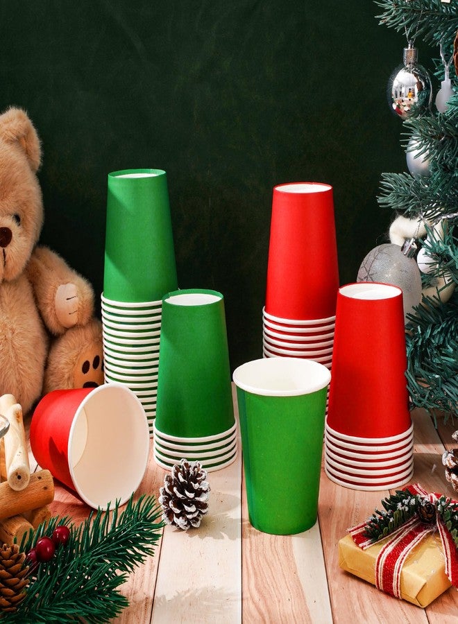 Whaline أكواب ورقية قابلة للتصرف من واهلين 50 قطعة 9 أونصات حمراء وخضراء لأكواب القهوة والشاي لأعياد الميلاد، أكواب مشروبات للأعياد، أكواب صغيرة للوجبات الخفيفة لتزيين حفلات عيد الميلاد - Image 5