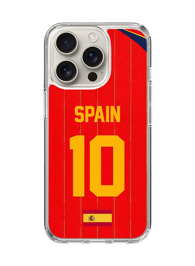 Stylizedd Classic Clear Magnetic Case for Apple iPhone 16 Pro , Hybrid Soft Case Flexible Edges Anti Drop TPU PC Gel Thin Transparent Cover [ Designed for Apple iPhone 16 Pro ] - Football Team Spain World Cup 2026 - Image 1