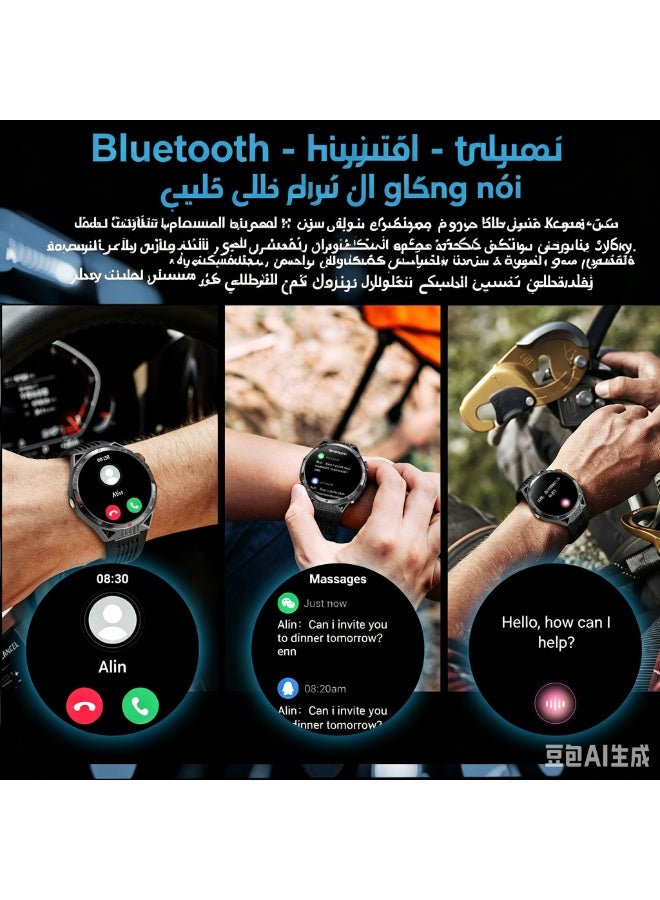 ساعة ذكية للرجال بشاشة AMOLED بحجم 1.85 بوصة، وظيفة اتصال بلوتوث، مقاومة للماء 5ATM، متتبع لياقة بدنية لأجهزة أندرويد وآيفون - Image 4