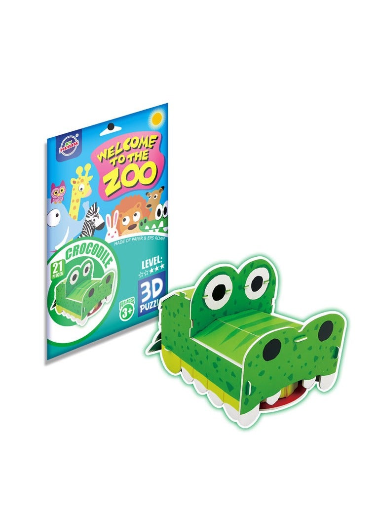 Little Sunshine 21 PCS Crocodile 3D Three-dimensional Jigsaws Puzzle for Kids Toys for Boys Girls DIY Crafts 3D Puzzle STEM Toys Gifts for Kids Ages 3+ - Image 1