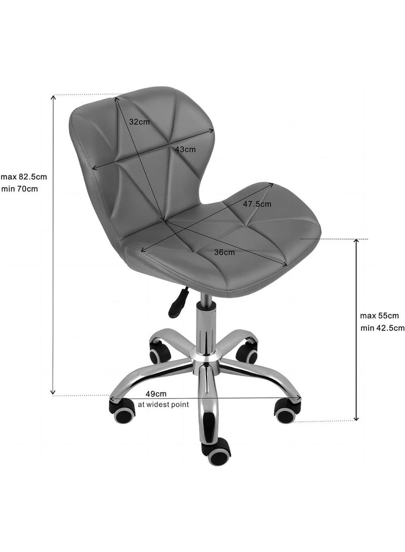 Swivel dining chair and desk with chrome legs, casters, and lift, grey fabric - Image 2