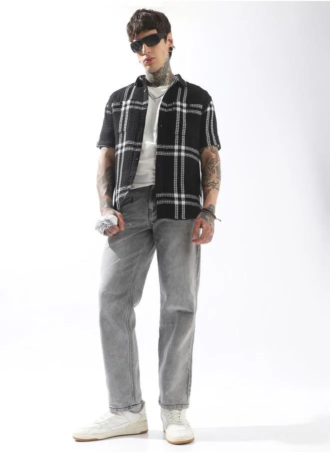 هوبرهولمي Brown Shirts Checkered Button Woven Spread Collar Half Sleeves for Men – Style that defines you