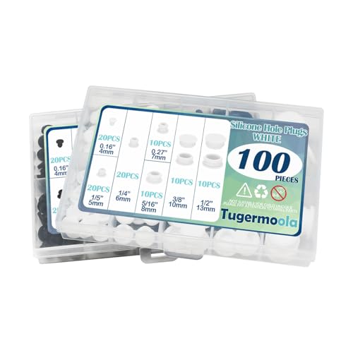 Tugermoola 100PCS 7 Sizes Small Silicone Hole Plug Rubber Plugs for Holes Assorted Sizes 1/5" 1/4" 5/16" 3/8" 1/2" Rubber Plug White - Image 5