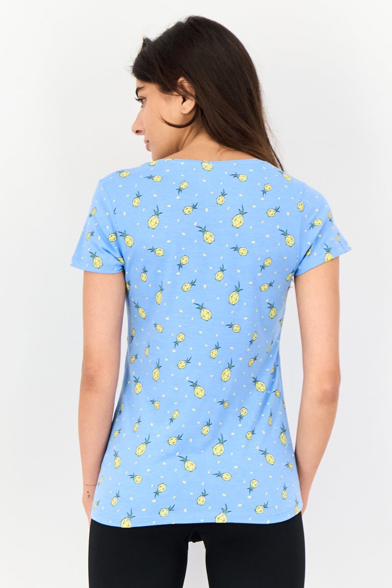 zivame Women 2 Pcs Crew Neck Graphic Print Short Sleeve Sleepwear Set, Multicolor - Image 2