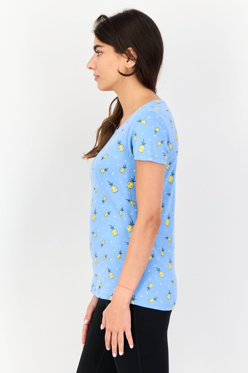 zivame Women 2 Pcs Crew Neck Graphic Print Short Sleeve Sleepwear Set, Multicolor - Image 3