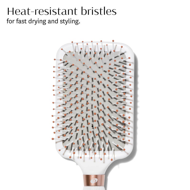 T3 Smooth Paddle Brush | Cushioned Body and Wide Flat Base for Gentle Styling | Heat Resistant Bristles - Image 2