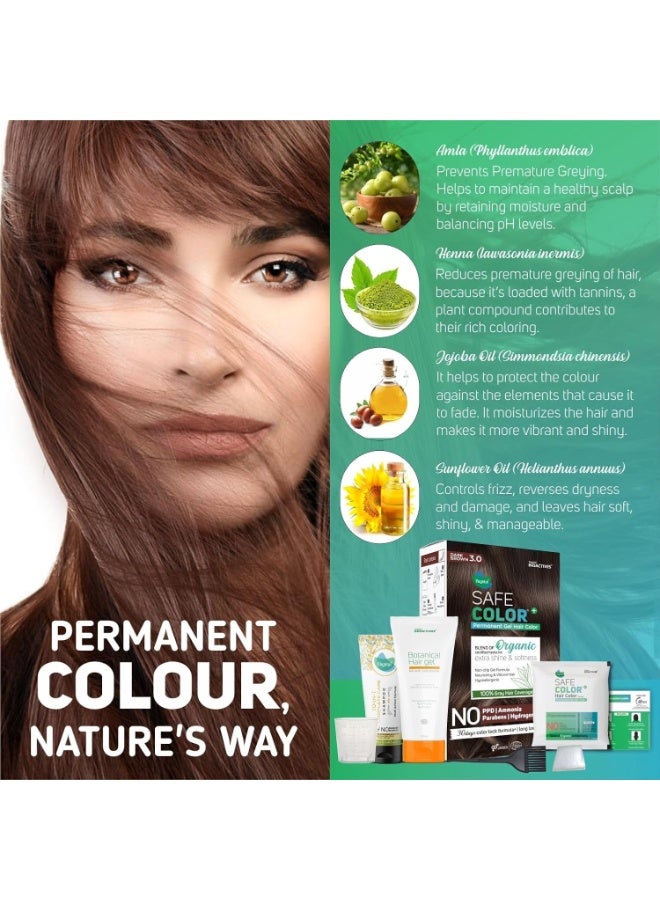 فيجيتال صبغة شعر جل دائمة آمنة نباتياً، تركيبة عضوية، خالية من مادة PPD والأمونيا، مكونات طبيعية، تغطية كاملة للشعر الأبيض مع تركيبة تدوم 30 يوماً (بني داكن 3.0، 70 مل) - Image 2