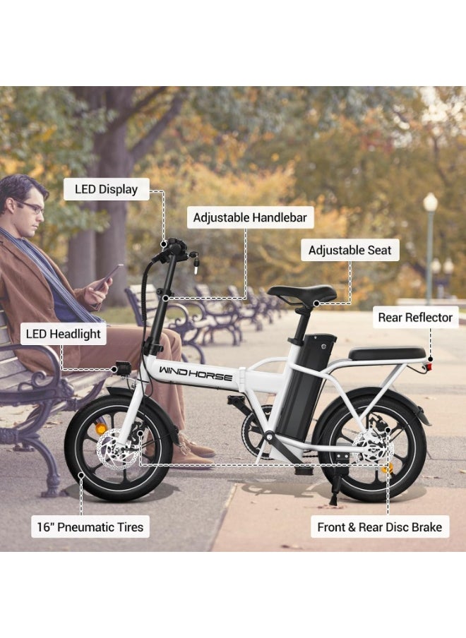 Wind Horse W2A Folding Electric Scooter with 350W High Speed Motor, 36V 8AH Battery, 40 KM/H Speed, 35 KM Range, Dual Disk Brakes, Carbon Alloy Frame and 16 Inches Tires  - Image 2
