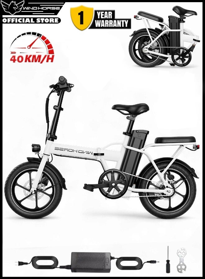 حصان الريح سكوتر كهربائي قابل للطي W2A بمحرك 350 واط عالي السرعة، وبطارية 36 فولت 8 أمبير، وسرعة 40 كم/ساعة، ومدى 35 كم، ومكابح قرصية مزدوجة، وإطار من سبائك الكربون وإطارات 16 بوصة - Image 1