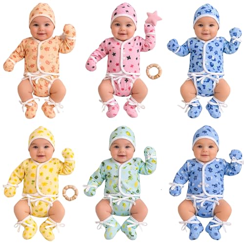 Fareto Born Baby Daily Essential Clothing Set Gift Pack, Baby Shower Giftpack, Unisex (0-3 Months, Total Items:30, Pack Of 6 Sets, Cotton Blend Printed, Multicolor) - Image 1