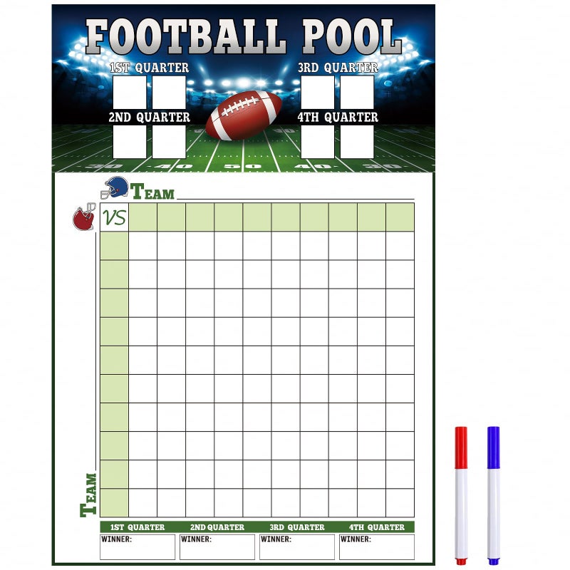 Sereliy Large Football Pool Poster 16.2 X 23.6 Inch, Squares 100 Grids Score Record Poster Football Party Supplies, Super Game Bowl Party Decorations 2026 (Field) - Image 1