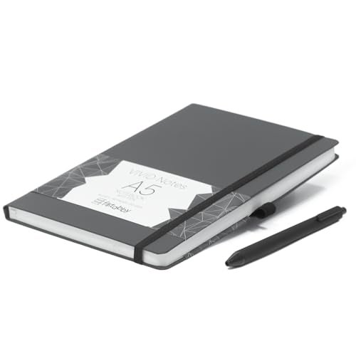Kitabby – VIVID Notes with Pen | A5 Size | Hard Bound Notebook with Elastic Band & Pen Loop | 192 Pages | 80gsm Natural Shade Paper | Polymer Coated Paper Cover Material – (Grey) - Image 3